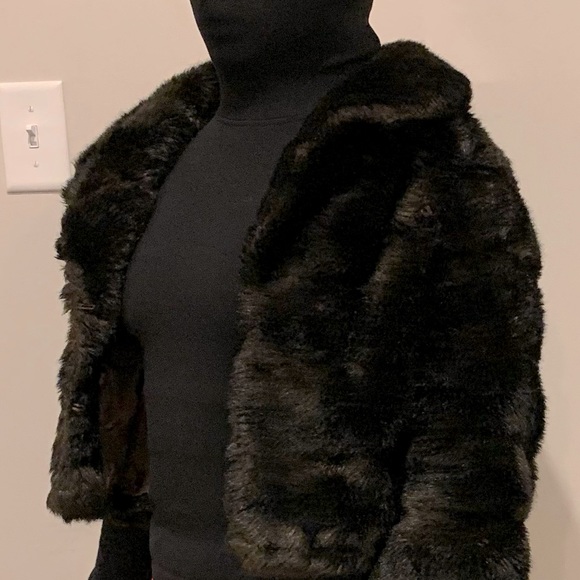 Vintage Monique Cropped Faux Fur Cape Coat Teddy Paris France XS/S - Picture 9 of 14